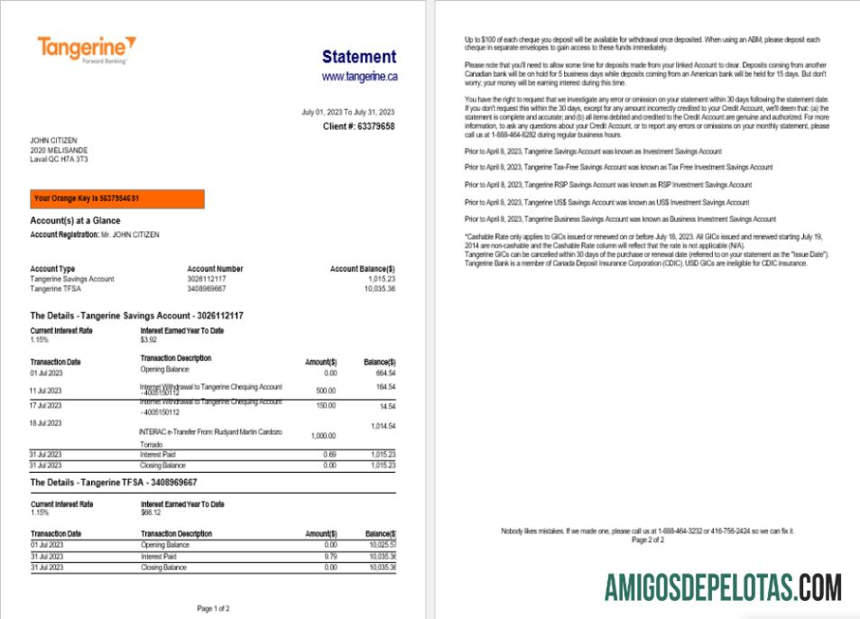 Profesional Kanada Tangerine bank laporan Word and PDF templat