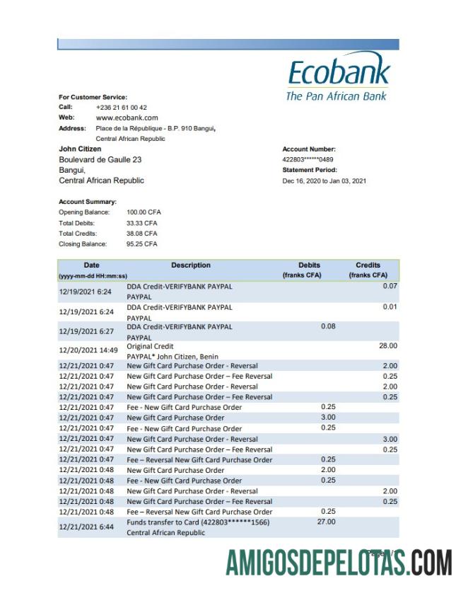 Premium Republik Afrika Tengah Ecobank bank laporan easy to fill templat in .XLS and .PDF Berkas format (AutoSum)
