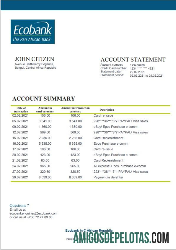 Dapat Diedit Republik Afrika Tengah Ecobank bank laporan templat in Word and PDF format