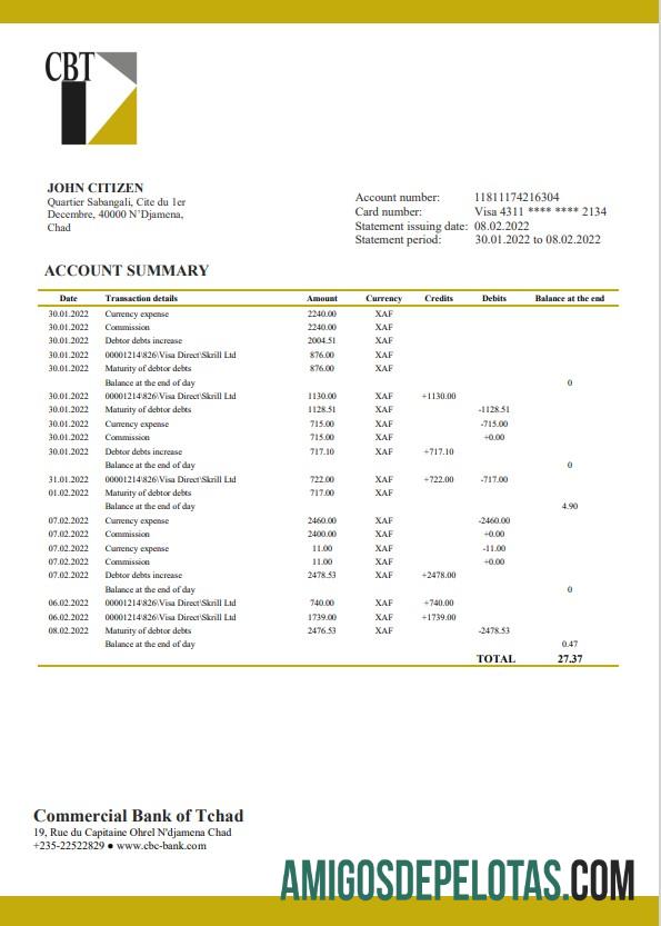 Premium Chad komersial bank of Tchad bank laporan templat in Word and PDF format