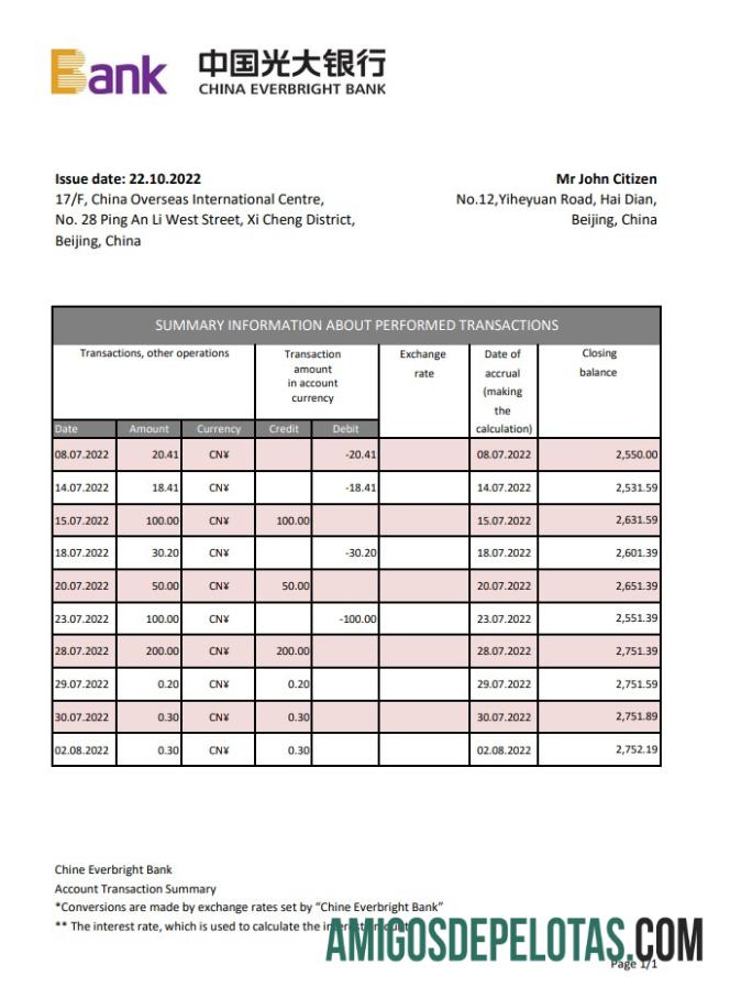Tiongkok Everbright bank laporan XLS makering