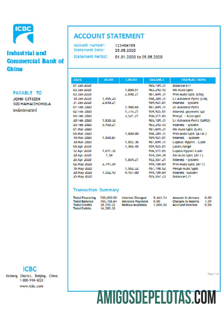 Premium Tiongkok Industrial and komersial bank of Tiongkok bank laporan templat, Word and PDF format