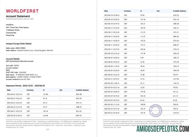 Berkualitas Tiongkok Worldfirst rekening laporan┬áWord and PDF templat, 2 pages