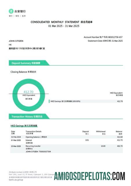 Premium Tiongkok ZA bank rekening laporan Word and PDF templat