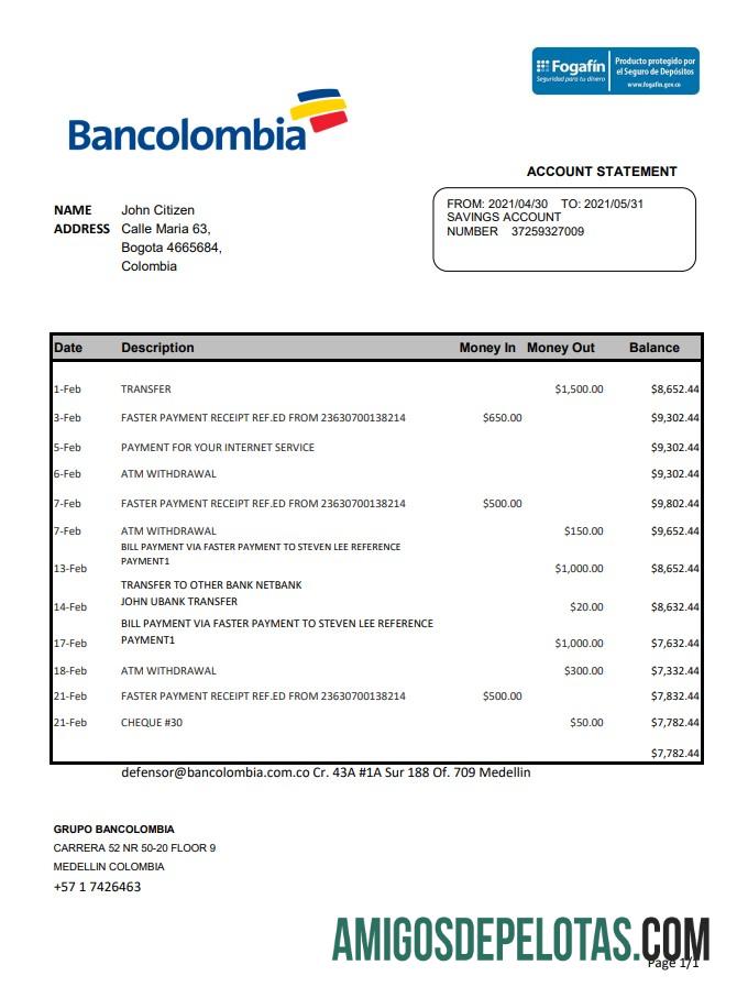 Kolombia Bancolombia Excel PDF pratinjau