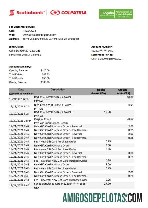 Kolombia Scotiabank Colpatria Excel PDF pratinjau