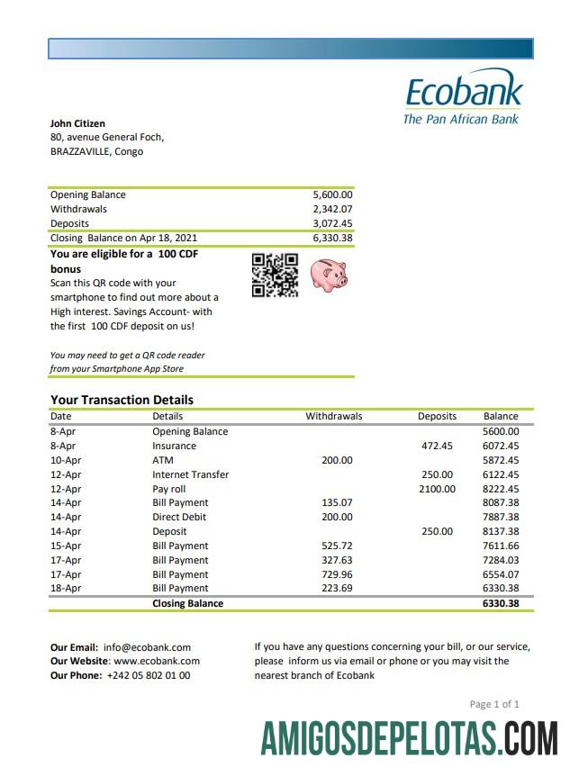 Kongo Ecobank Excel PDF pratinjau