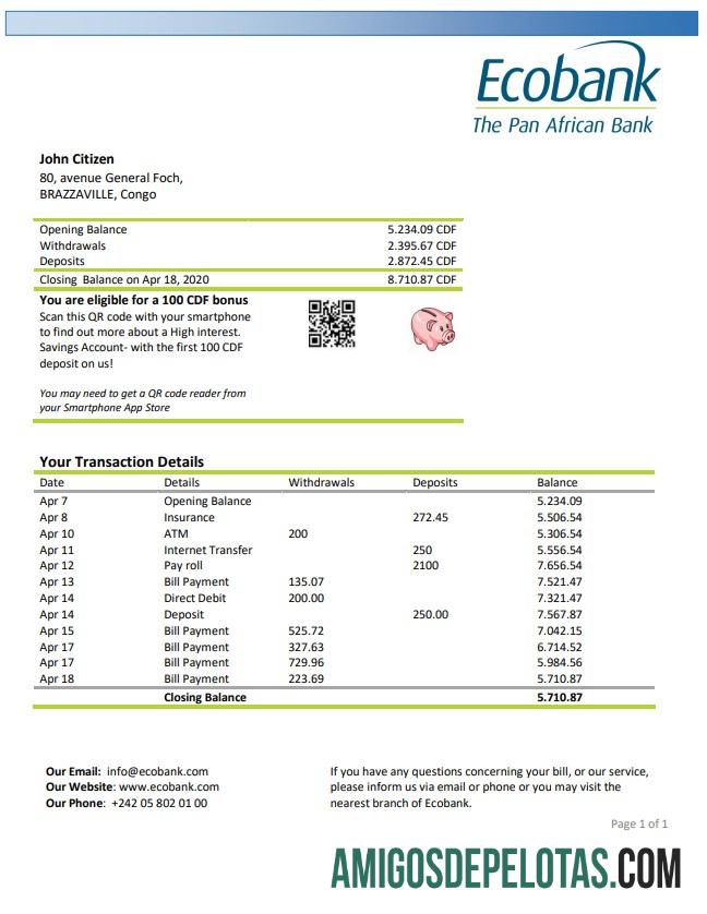 Kongo Ecobank bank laporan desain