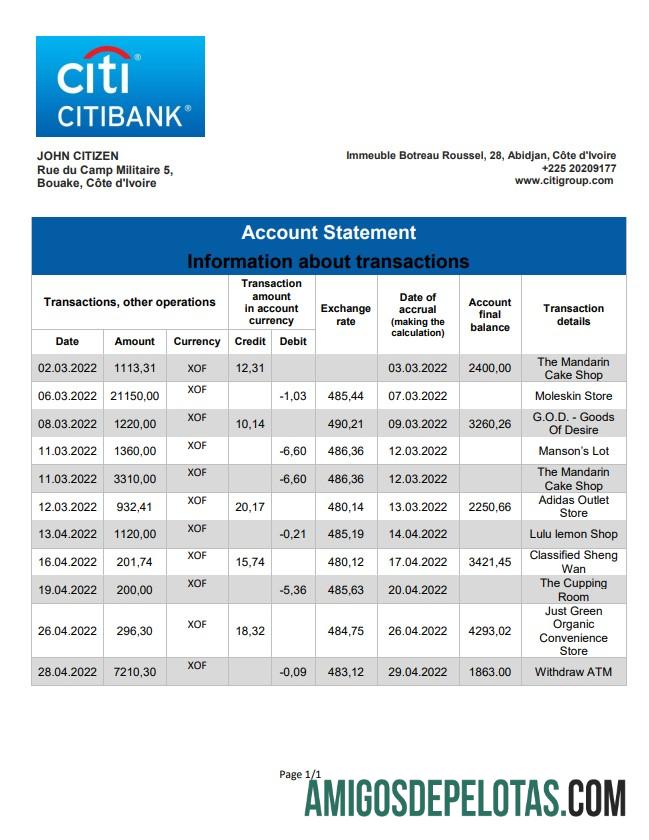 Pantai Gading Citibank bank laporan pratinjau