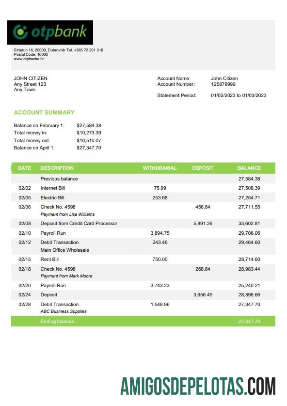 Realistis Kroasia OTP bank laporan templat, Word and PDF format, versi 2