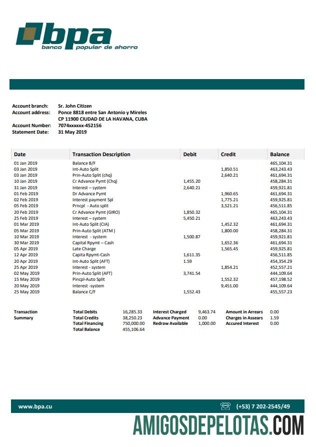 Kuba Banco Popular de Ahorro (BPA) bank laporan desain