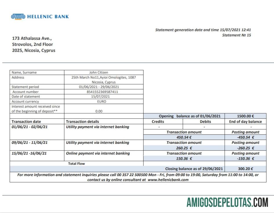 Realistis Siprus Hellenic bank laporan templat in Word and PDF format
