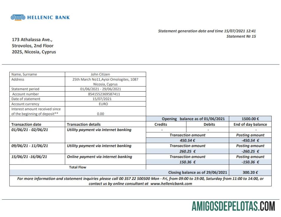 Siprus Hellenic bank laporan templat