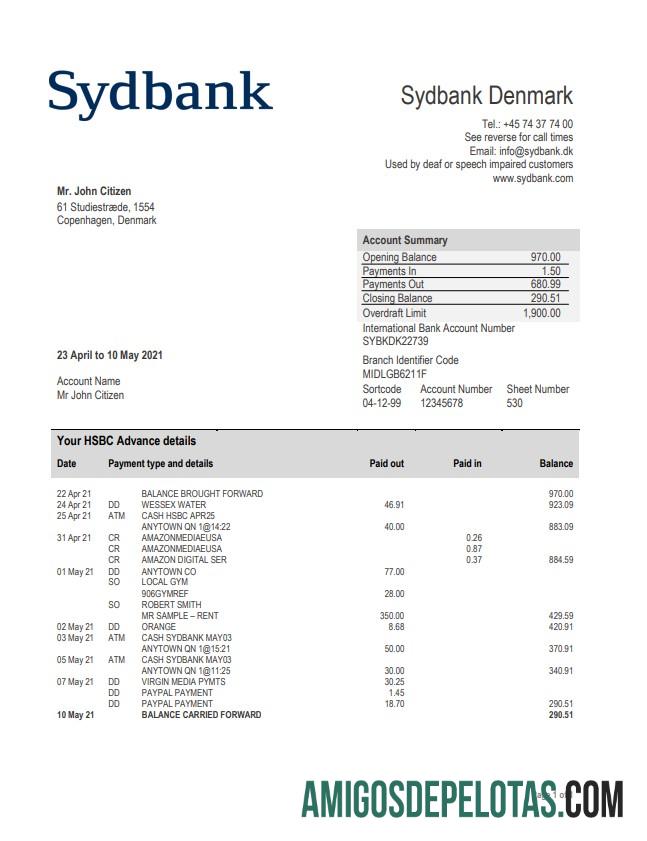 Denmark Sydbank laporan templat