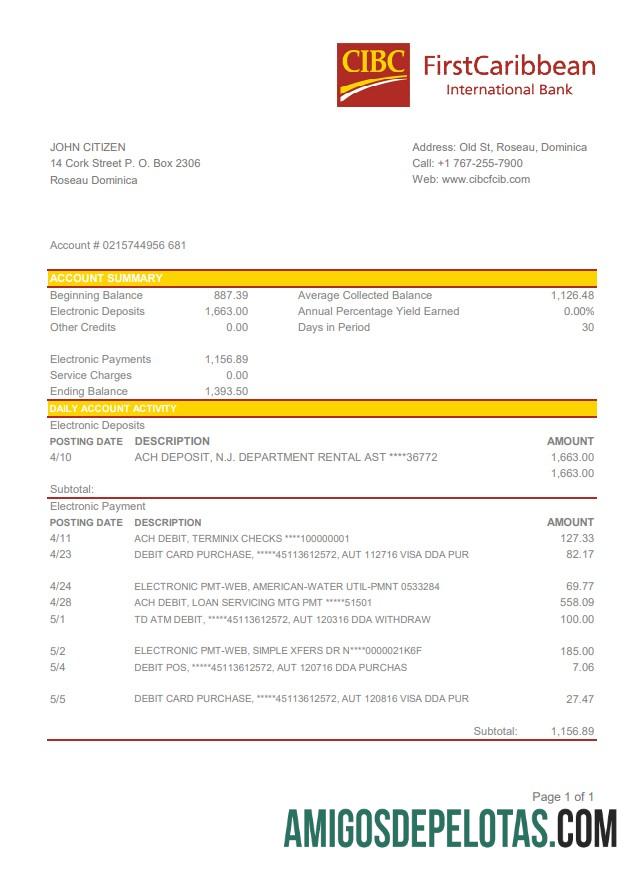 Profesional Dominika CIBC First Caribbean International bank laporan easy to fill templat in .XLS and .PDF Berkas format