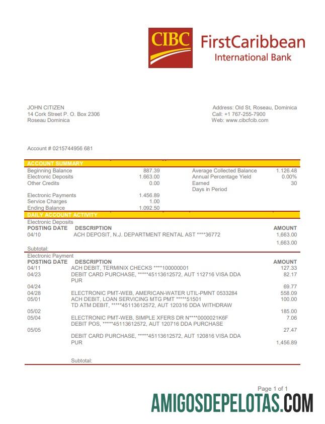 Dominika CIBC First Caribbean International bank laporan desain