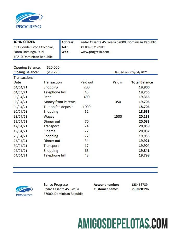 Premium Republik Dominika Progreso bank laporan templat, Excel and PDF format (.XLS and .PDF)