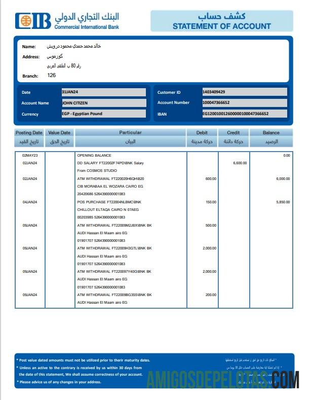 Realistis Mesir CIB bank laporan templat, Word and PDF format