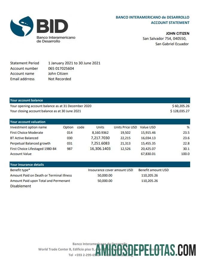 Realistis Ekuador Banco Interamericano de Desarrollo BID bank laporan easy to fill templat in .XLS and .PDF Berkas format