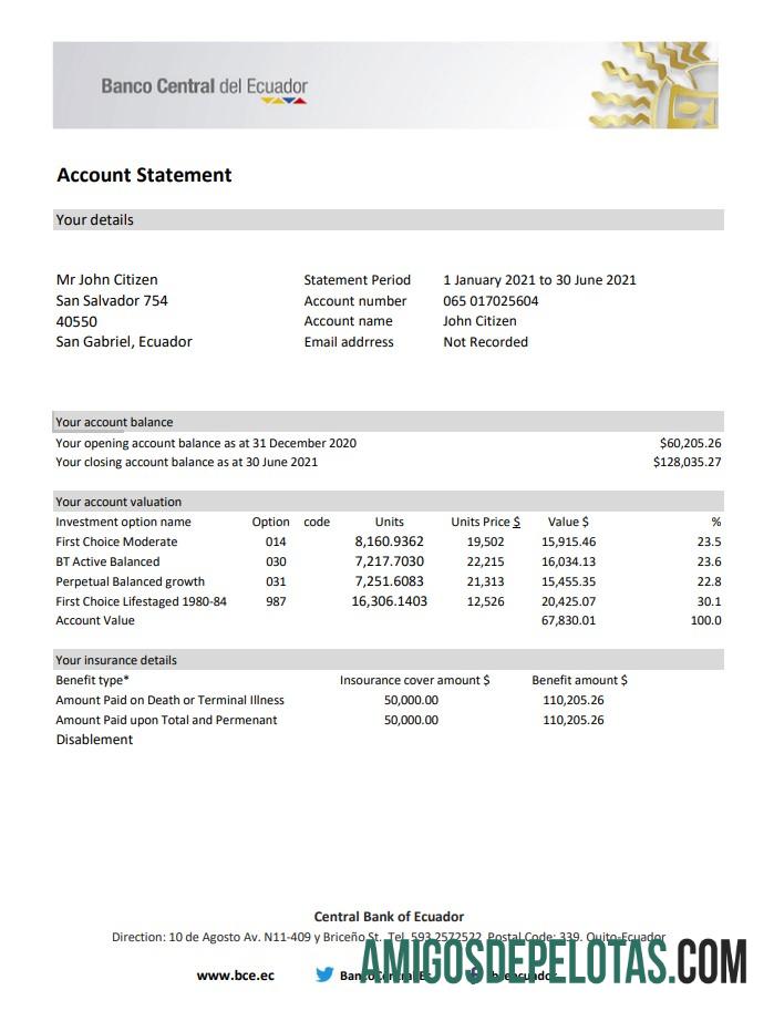 Berkualitas Ekuador Central bank of Ekuador bank laporan easy to fill templat in Excel and PDF format