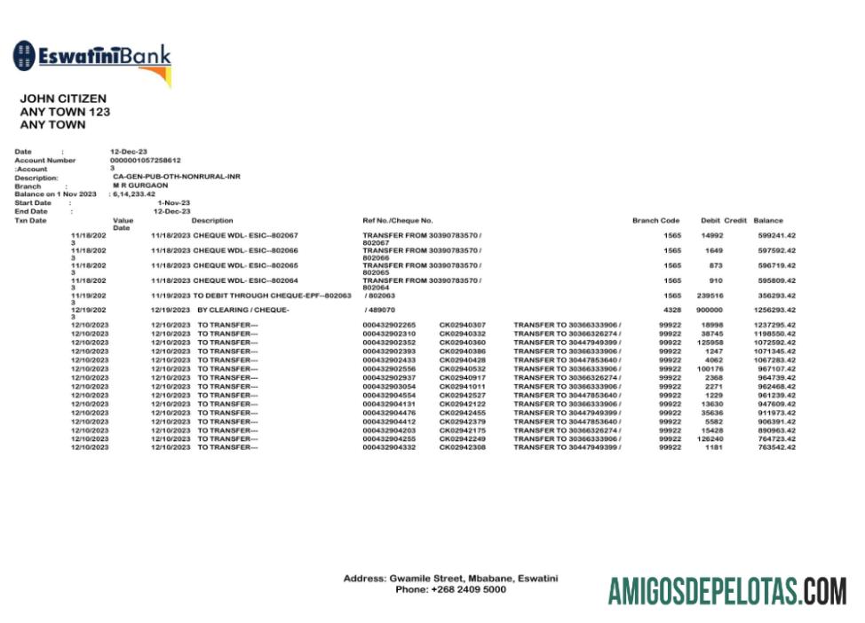Dapat Diedit Eswatini Swazibank Limited bank laporan Word and PDF templat scr