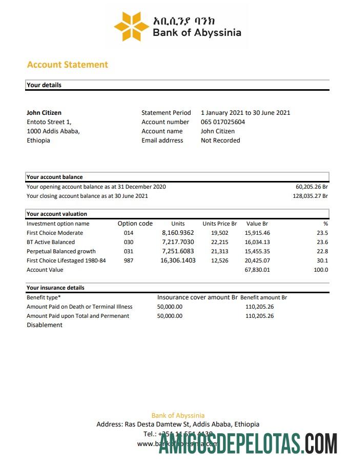 Dapat Diedit Etiopia bank of Abyssinia bank laporan easy to fill templat in .XLS and .PDF Berkas format