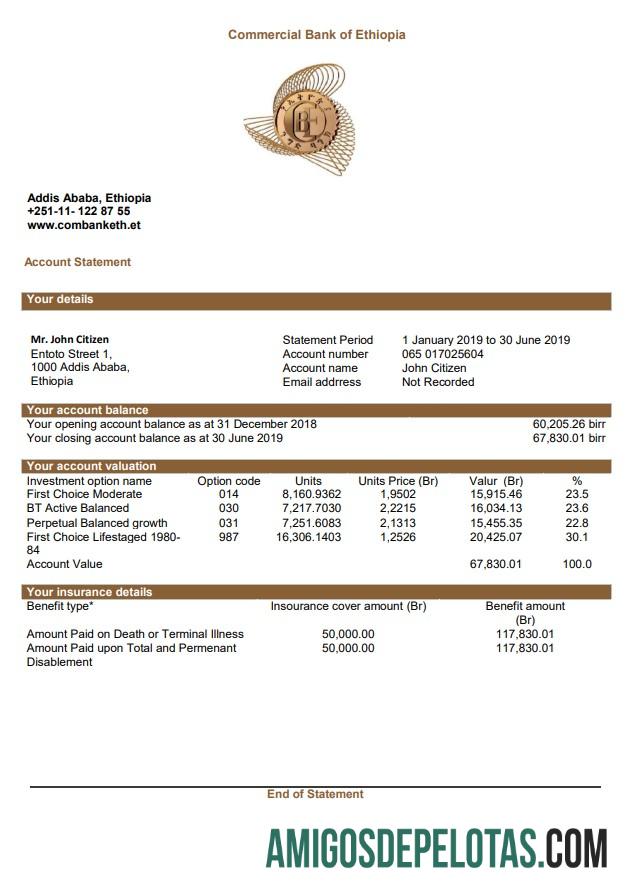 Etiopia komersial bank of Etiopia bank laporan templat