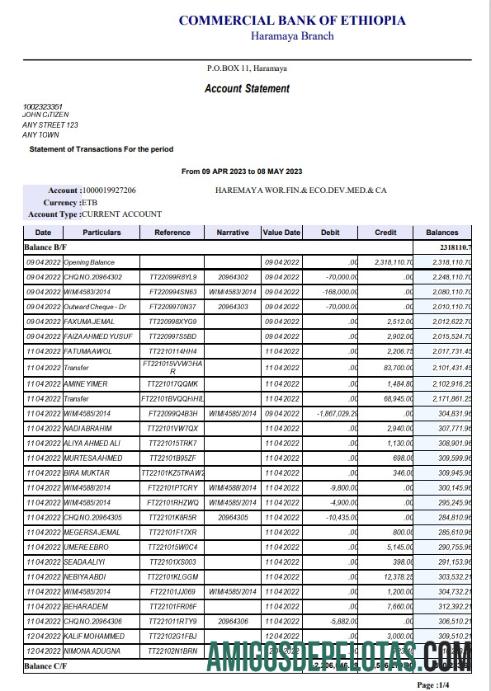 Profesional Etiopia komersial bank of Ethopia bank laporan templat, Word and PDF format, 4 pages