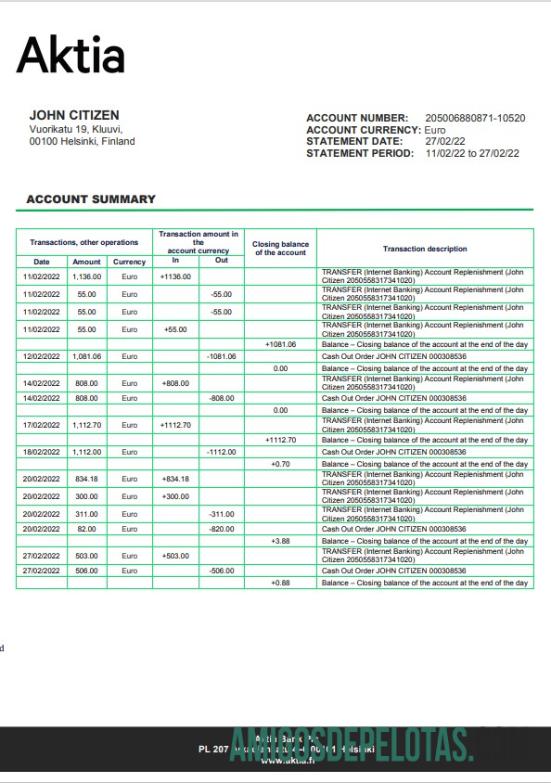 Premium Finlandia Aktia bank laporan templat in Word and PDF format