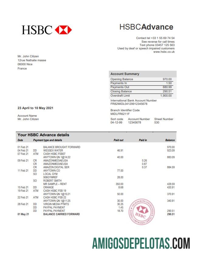 Dapat Diedit Prancis HSBC bank laporan templat in Word and PDF format