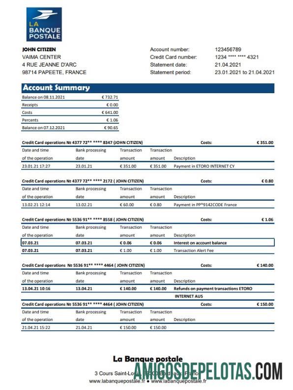 Realistis Prancis La Banque Postale bank laporan easy to fill templat in .XLS and .PDF Berkas format