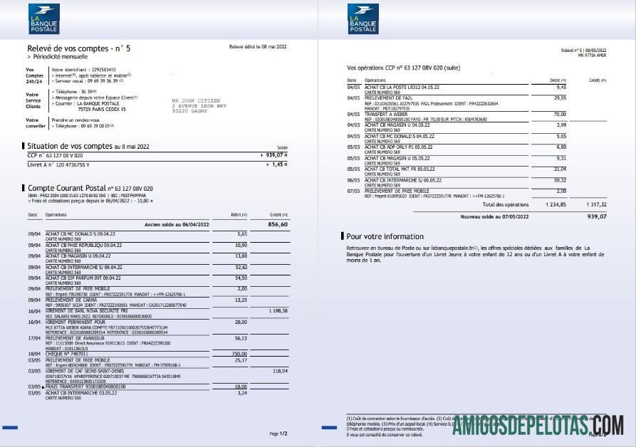 Prancis La Banque postale bank laporan 3 pages makering