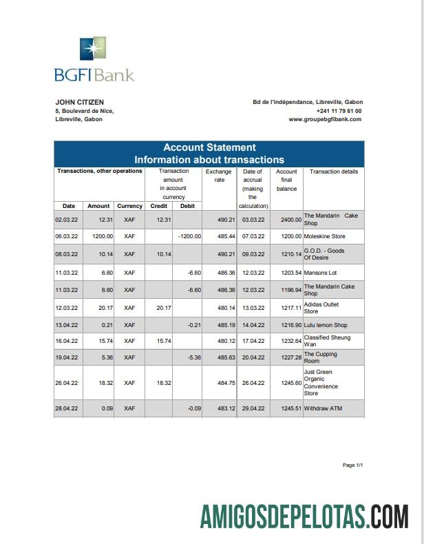 Premium Gabon BGFI bank laporan templat, Excel and PDF format