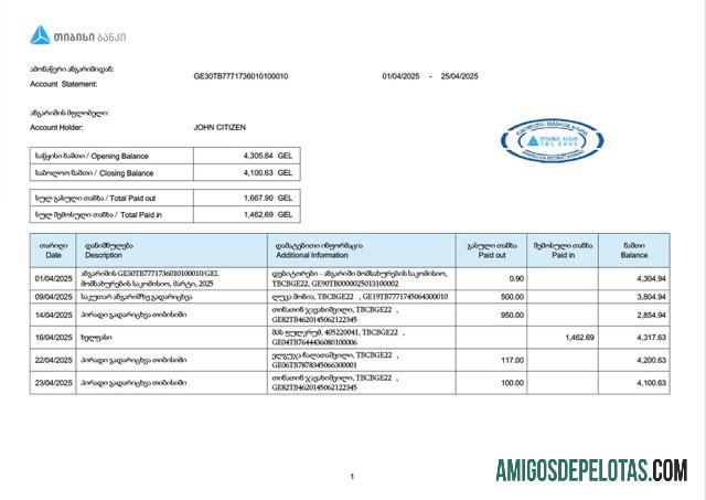 Dapat Diedit Georgia TBC bank rekening laporan Word and PDF templat