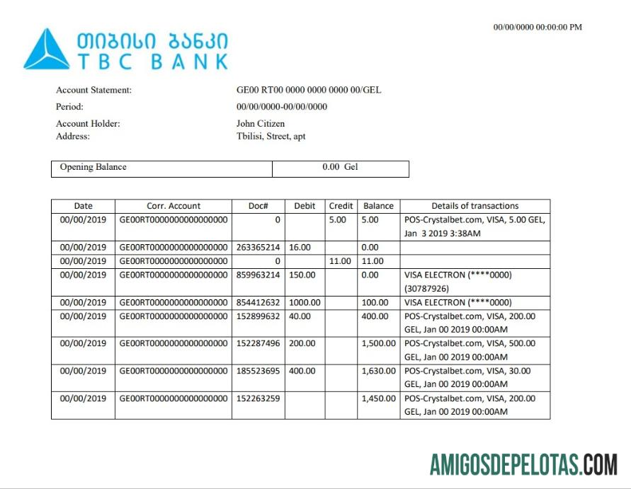 Profesional Georgia TBC bank proof of address laporan templat in Word and PDF format
