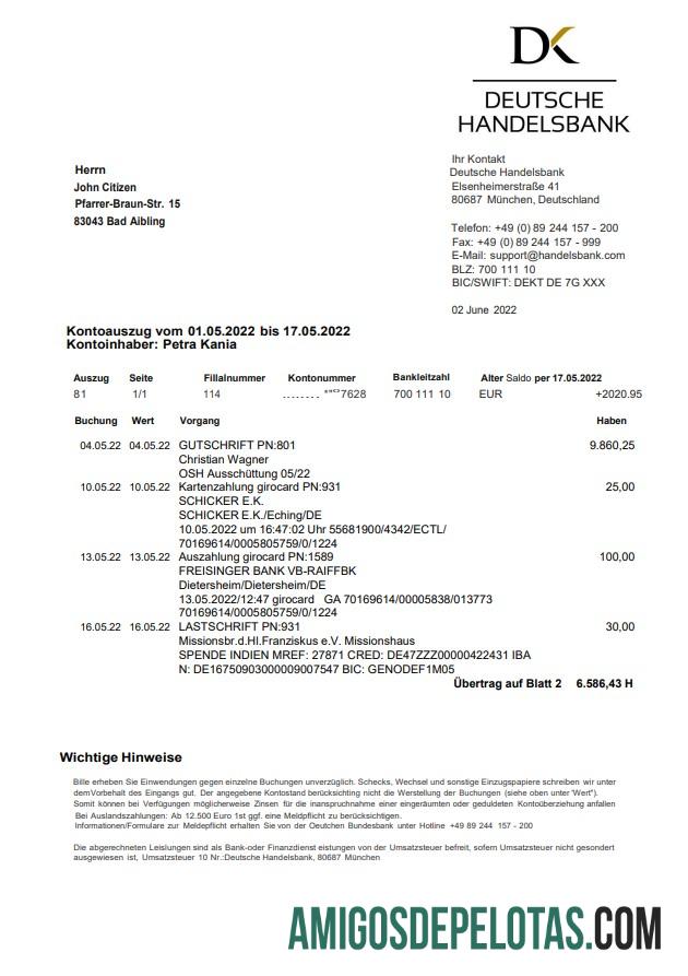 Jerman Handelsbank laporan on Deutsch templat