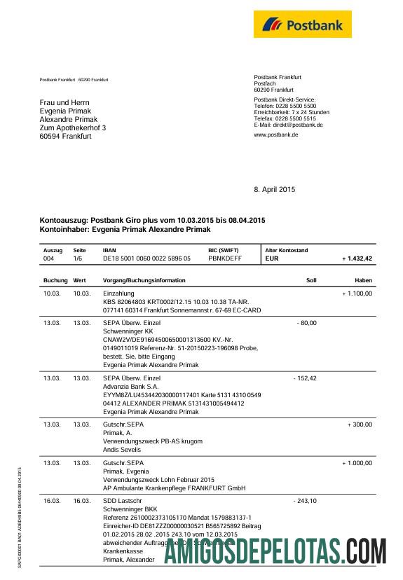 Jerman Postbank bank laporan, 6 pages pratinjau