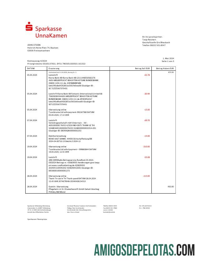Berkualitas Jerman Sparkasse UnnaKamen bank laporan Word and PDF templat