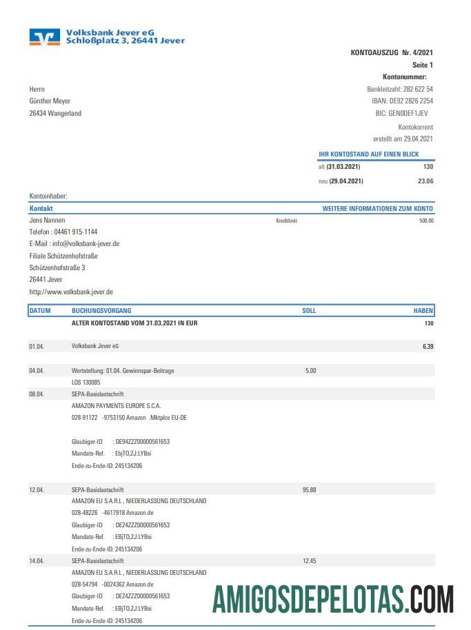 Jerman Volksbank Jever Excel PDF makering