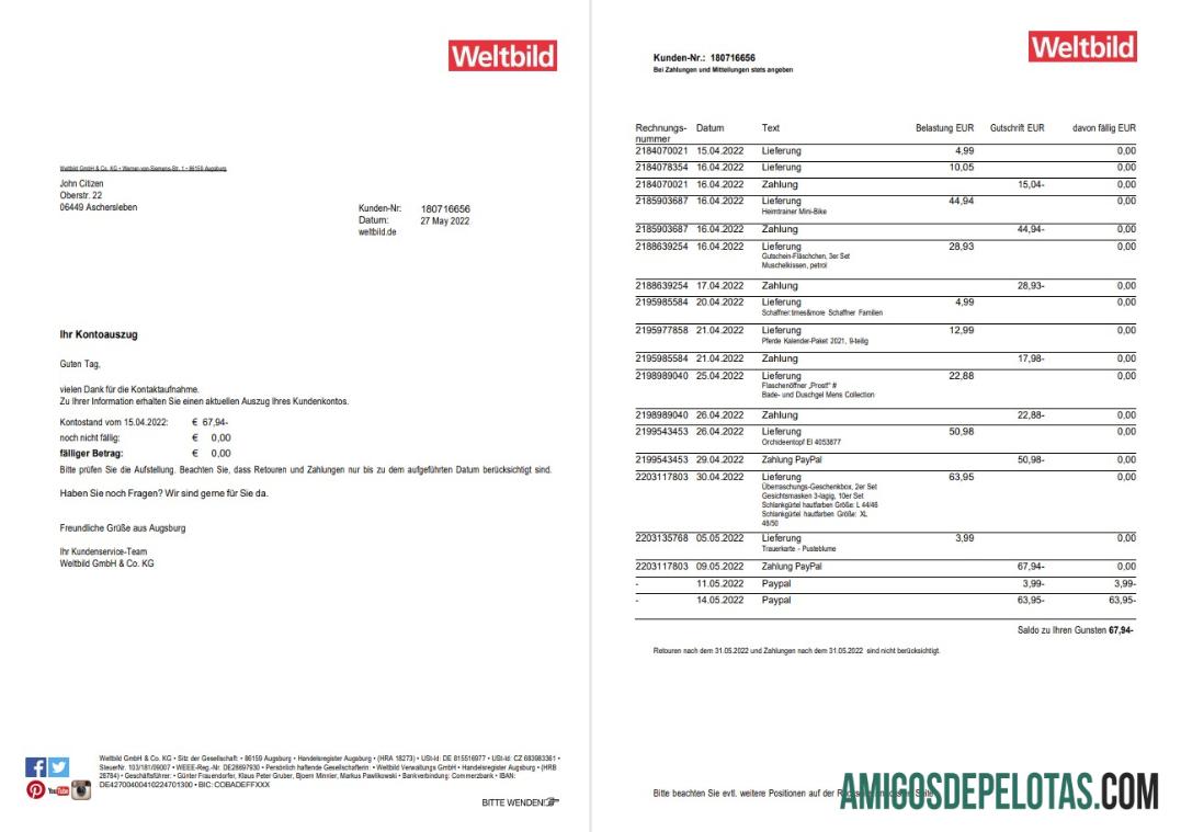Jerman Weltbild bank laporan 2 pages desain