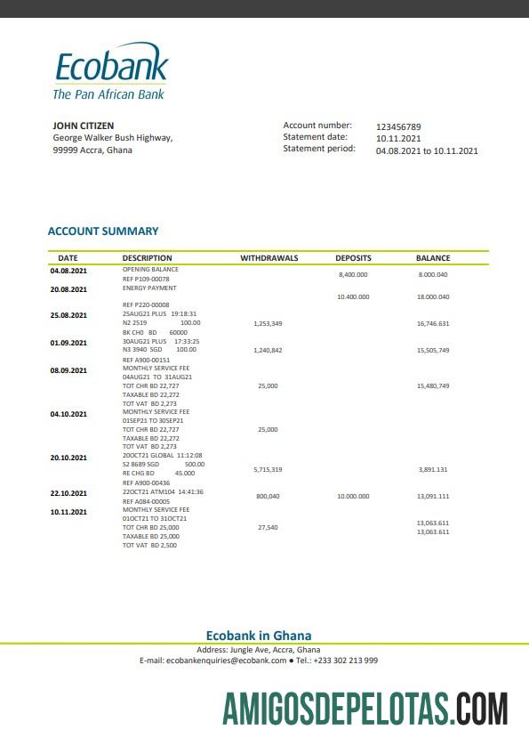 Berkualitas Ghana Ecobank bank laporan templat, Word and PDF format