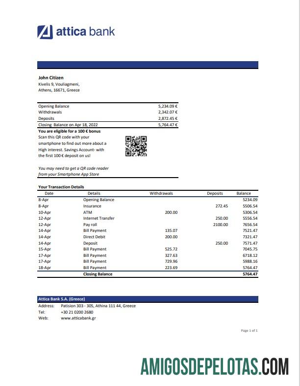 Realistis Yunani Attica bank laporan templat, Excel and PDF format