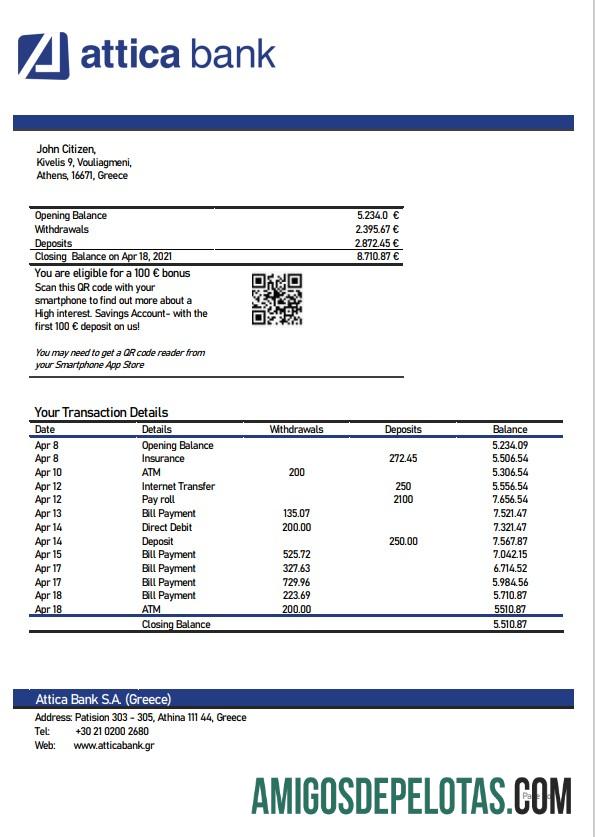 Dapat Diedit Yunani Attica bank laporan templat, Word and PDF format