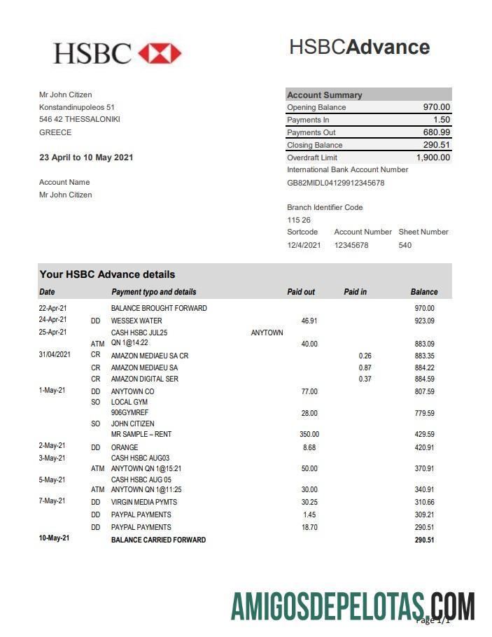Profesional Yunani HSBC bank laporan easy to fill templat in Excel and PDF format
