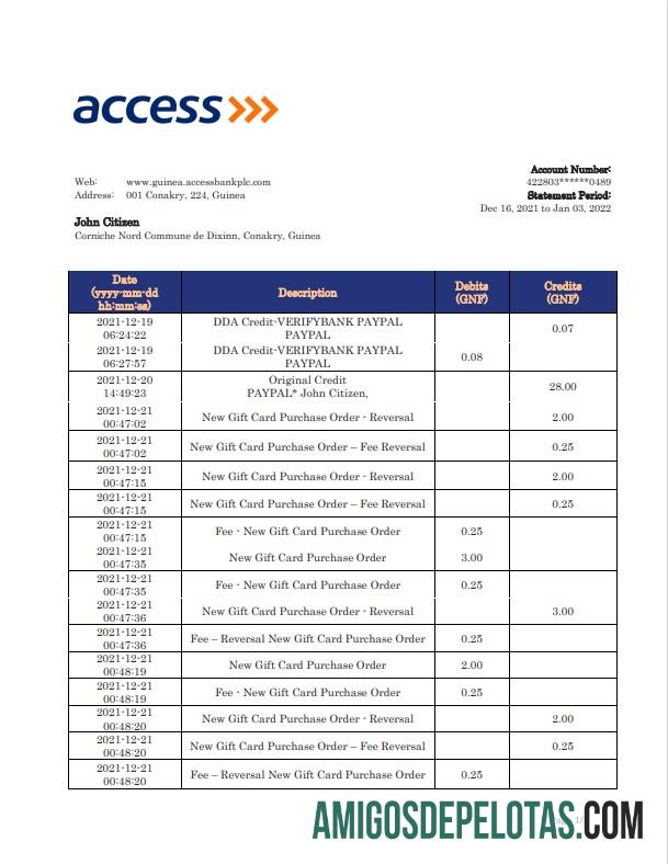 Realistis Guinea Access bank laporan templat, Word and PDF format