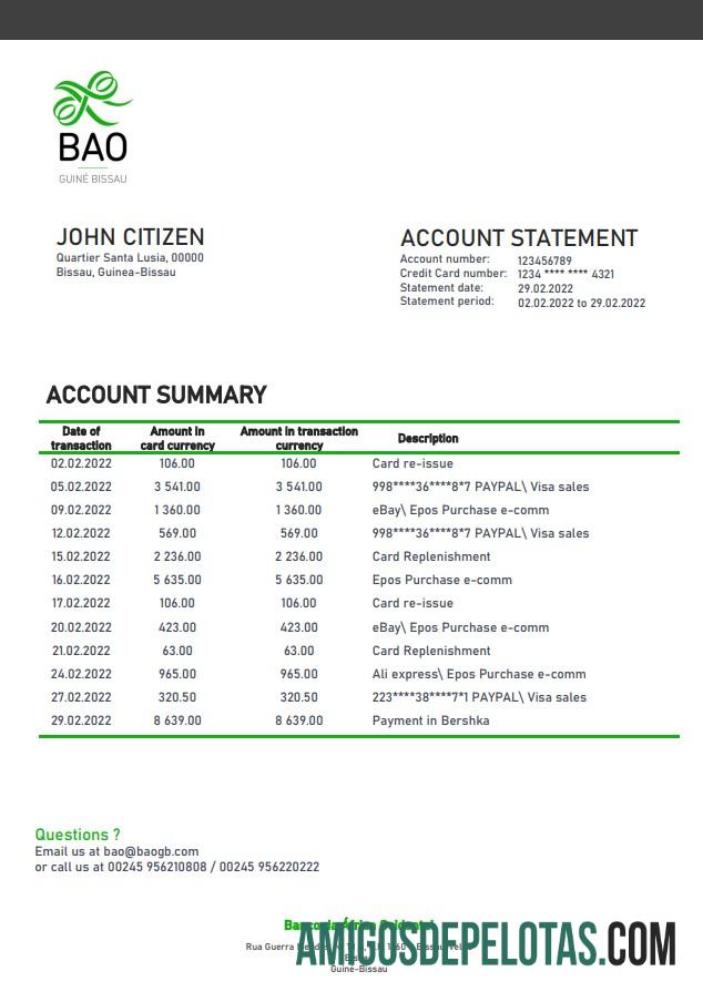 Guinea Bissau Banco da Africa Ocidental bank laporan templat