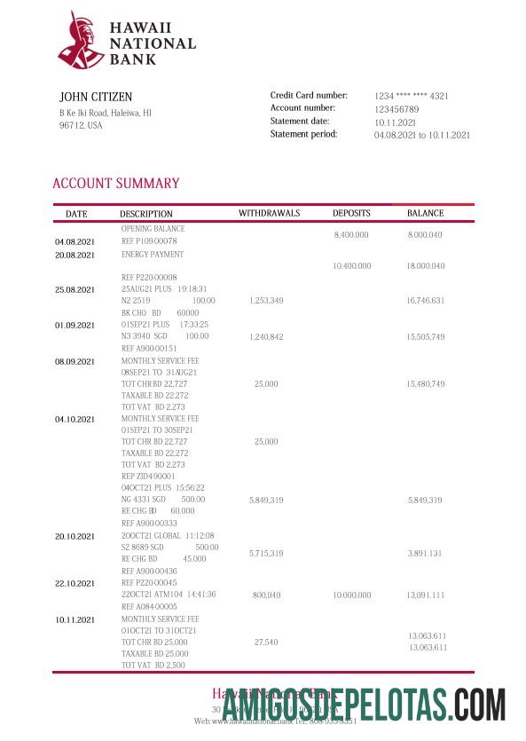 Dapat Diedit Hawaii nasional bank laporan templat, Word and PDF format