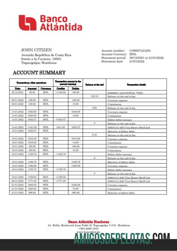 Berkualitas Honduras Banco Atlantida bank laporan templat, Word and PDF format