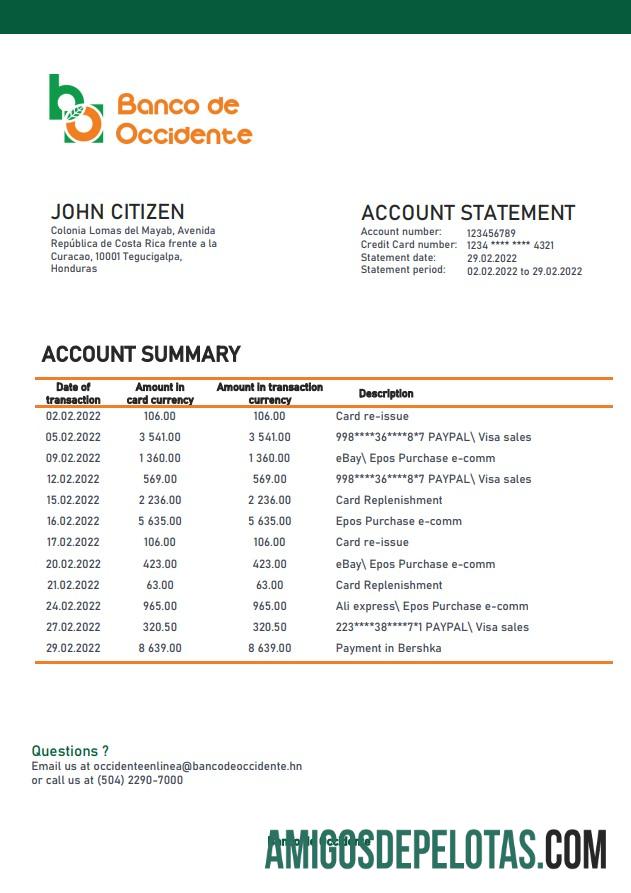 Honduras Banco de Occidente laporan makering