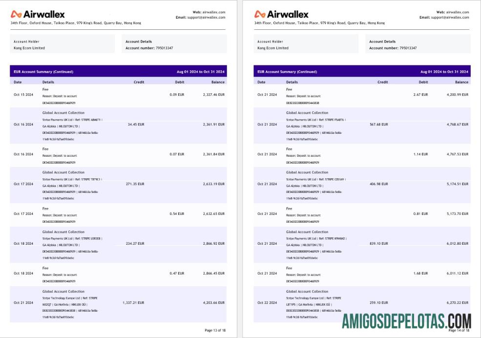 Hong Kong Airwallex Limited rekening laporan, 18 pages 7 makering
